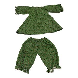 Vintage Raggedy Banner Handmade 2 Piece Outdit Green Floral 19”-21” Doll